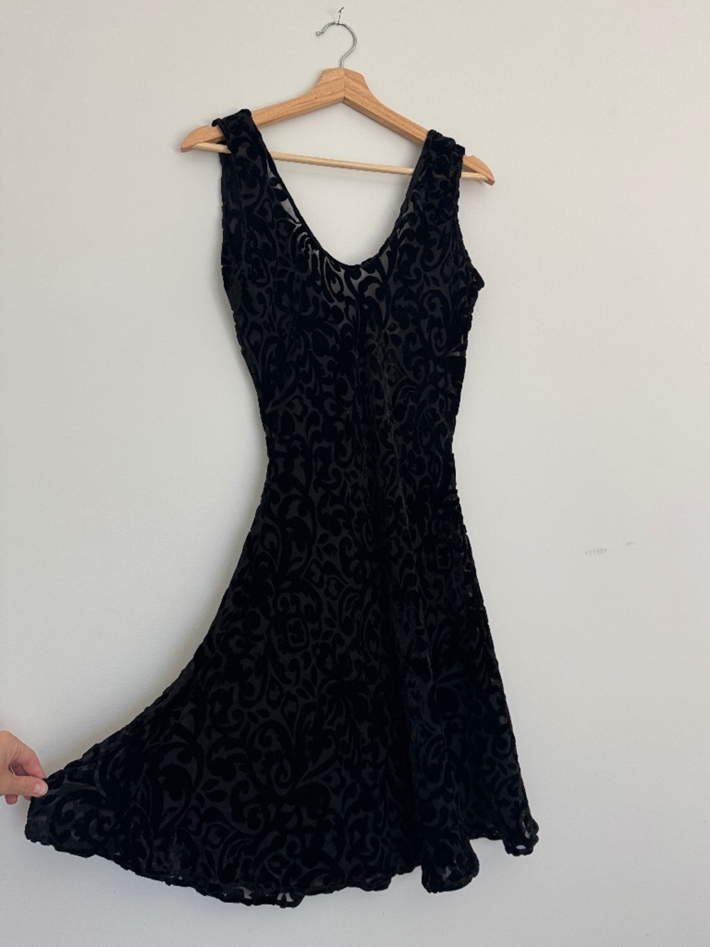 Vintage Lasoie Silk Velvet Burnout Dress and Robe in Black